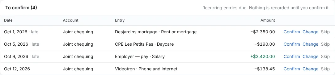 Confirm the bills that came in (1/2)