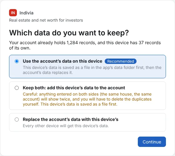 Only if the device already has data: choose
