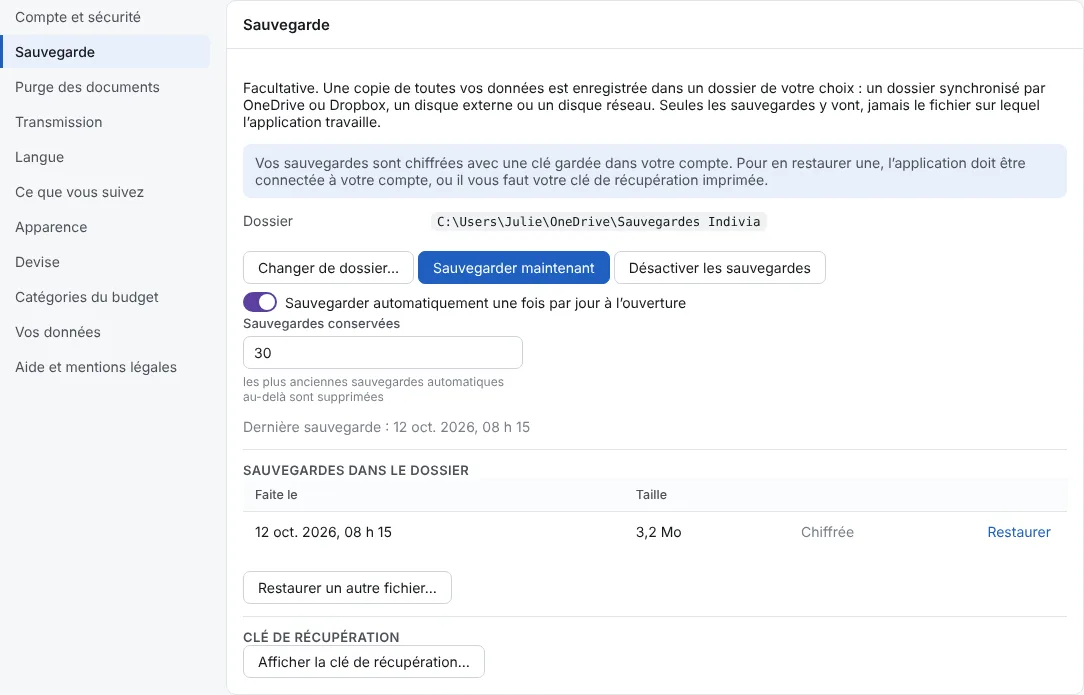 Sauvegardez maintenant, puis chaque jour tout seul