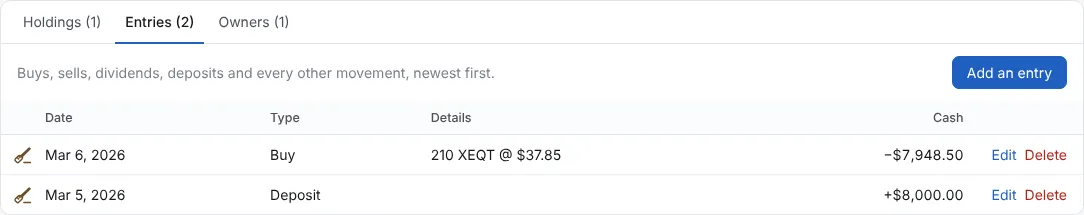 Every entry is in the Entries tab