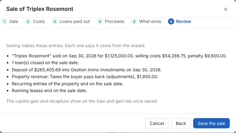 Review, then Save the sale
