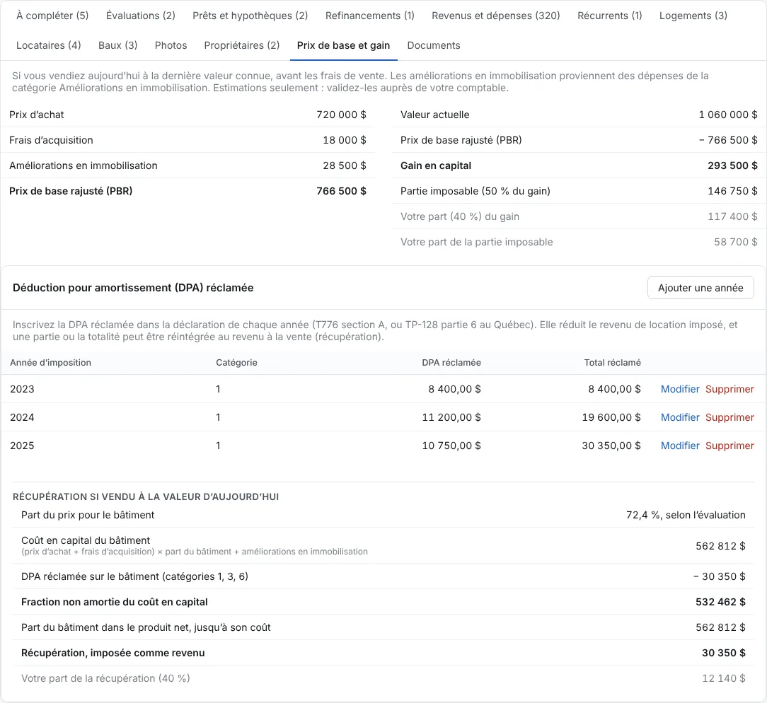 Ouvrez l’onglet Prix de base et gain