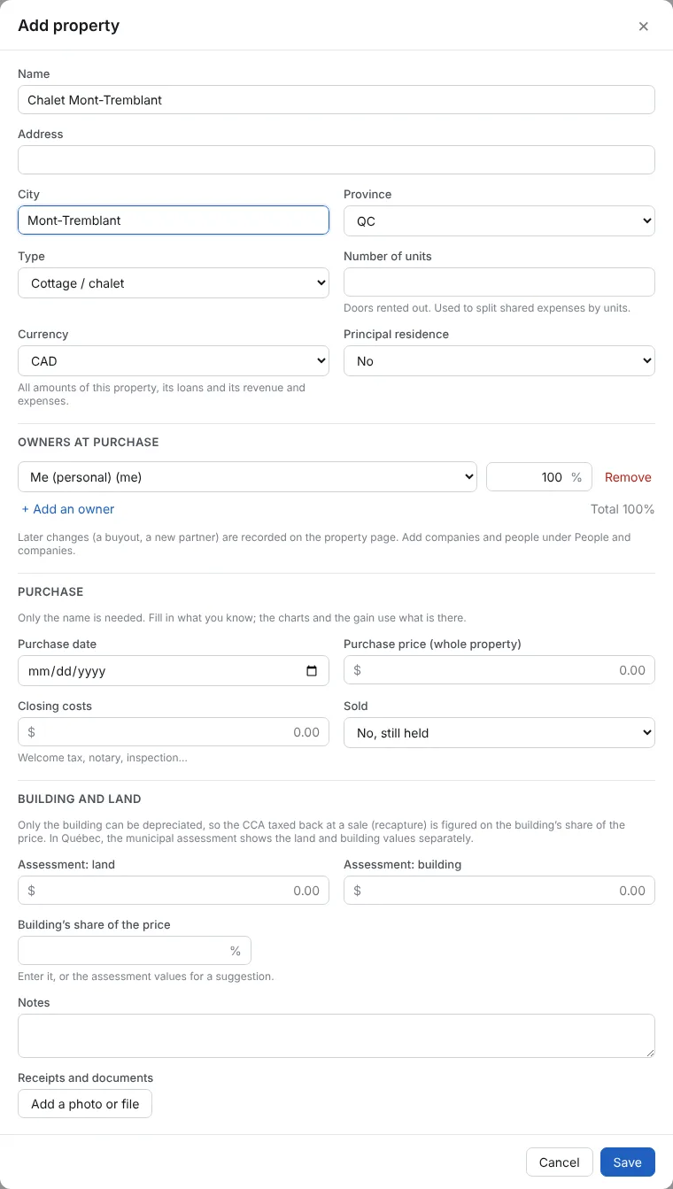 Open Real estate and click Add property
