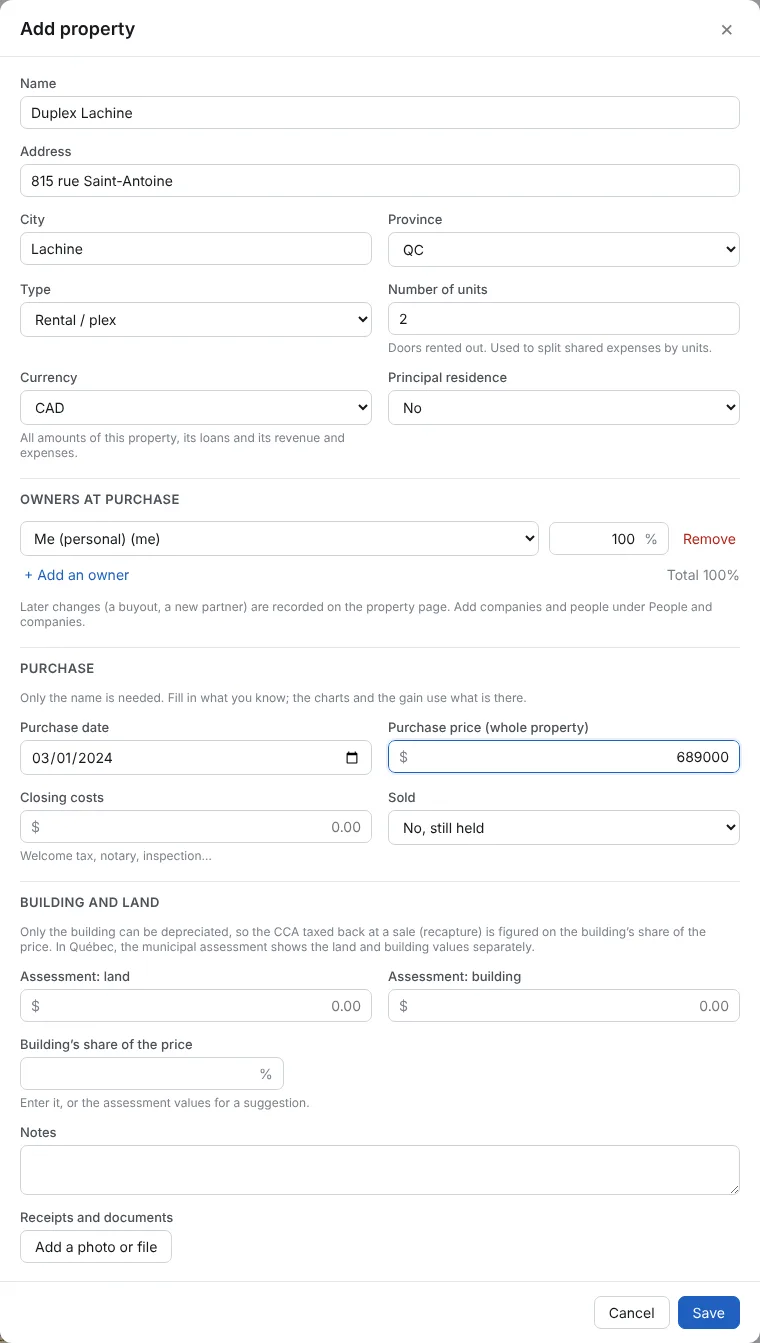 Add property as a rental