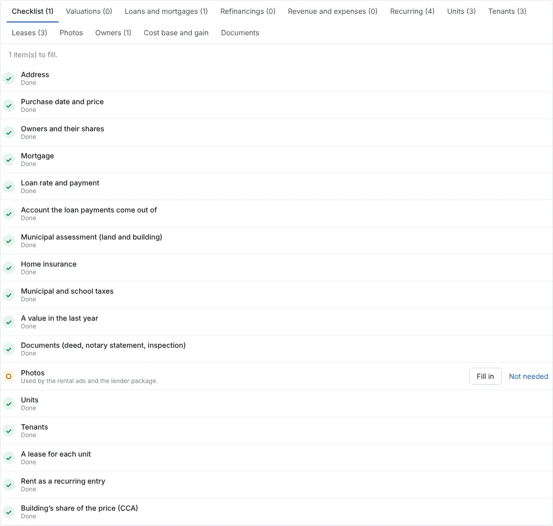 Finish with the Checklist tab