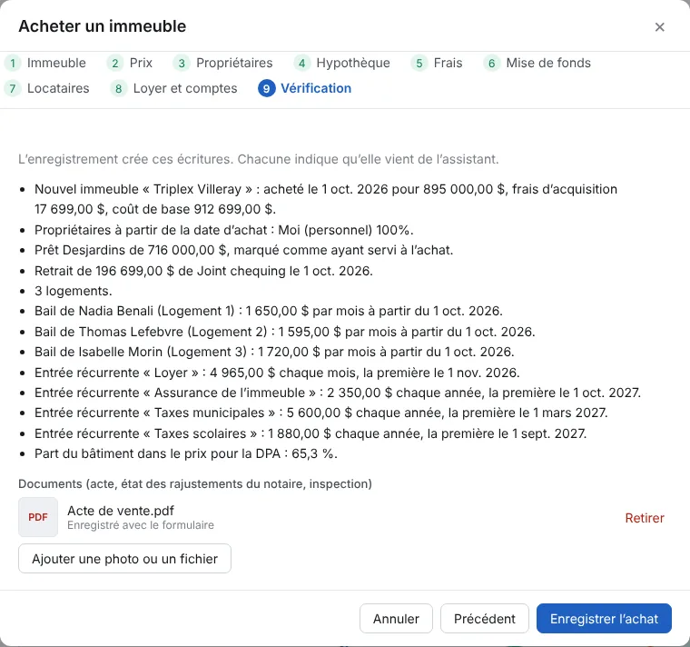 Ajoutez les documents, vérifiez et enregistrez (1/2)