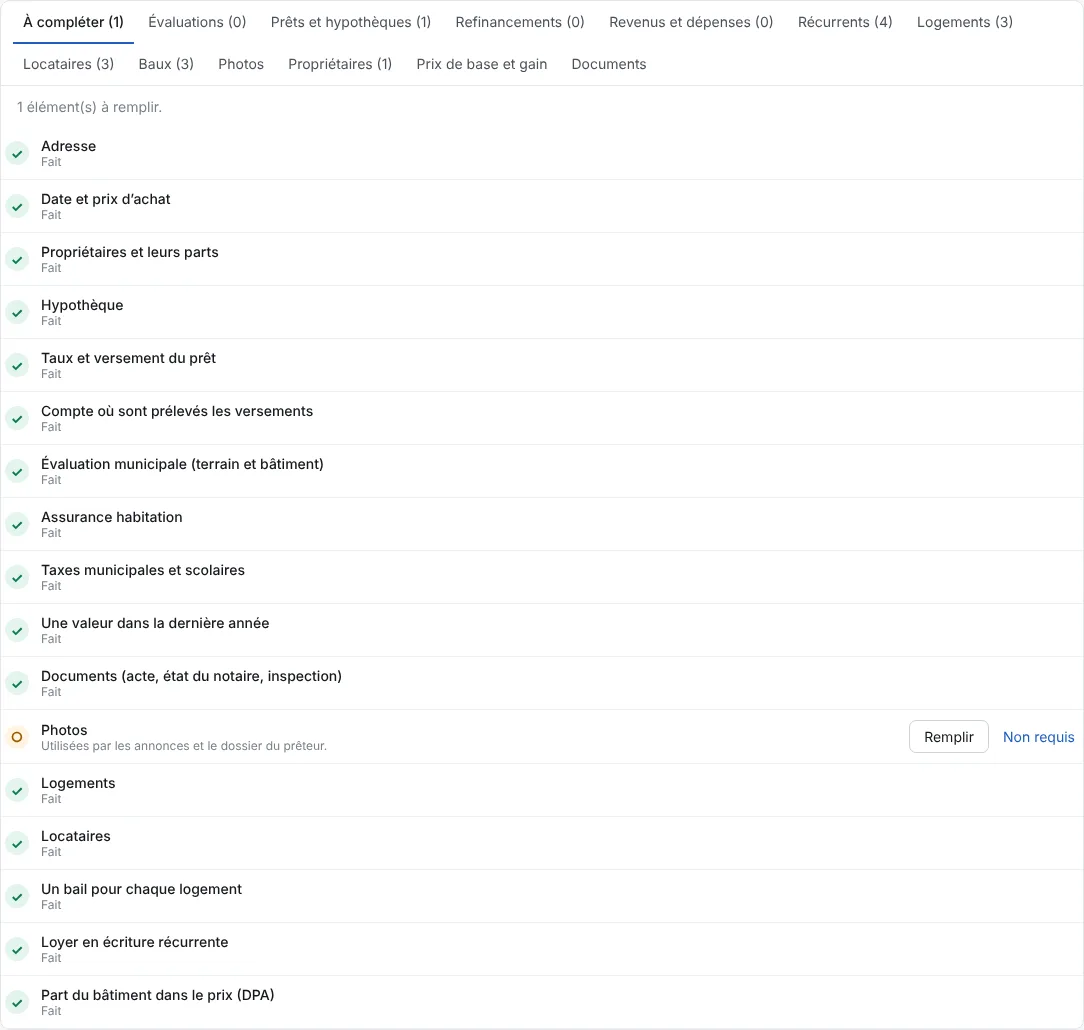 Terminez avec l’onglet À compléter