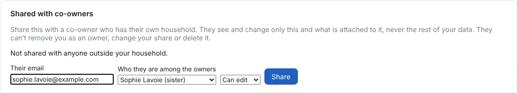 Sharing a property with a co-owner