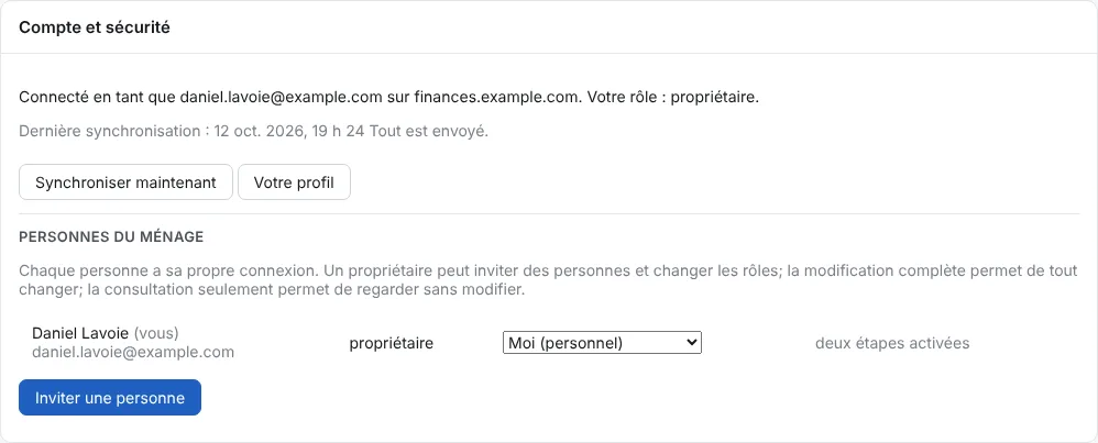 Ouvrez Paramètres, Compte et sécurité