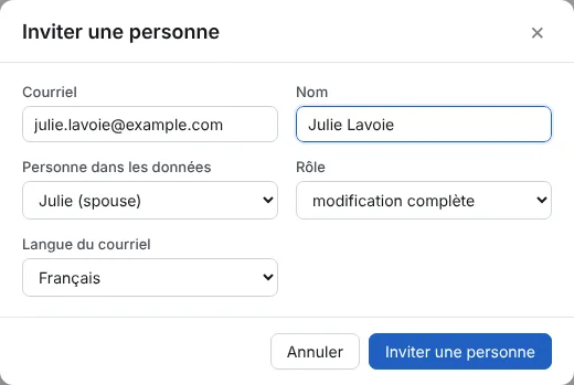 Remplissez l’invitation