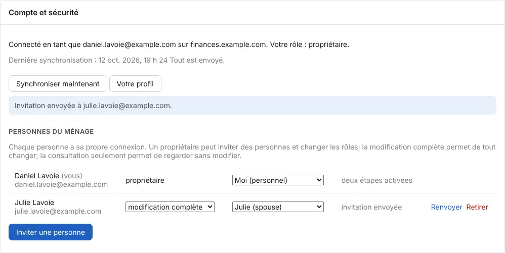 L’invitation est envoyée