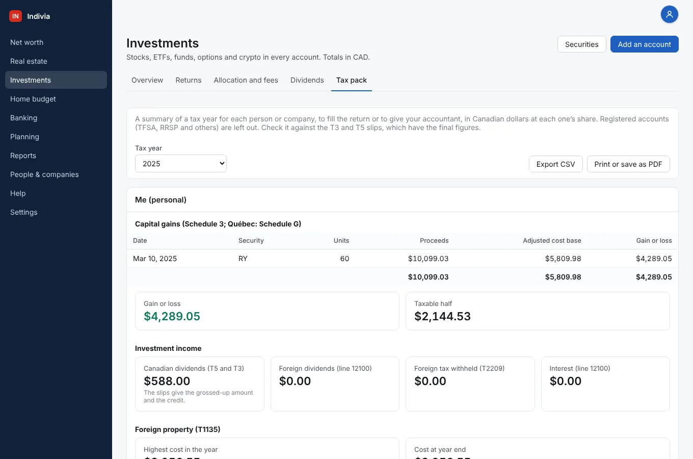 Open Investments, Tax pack